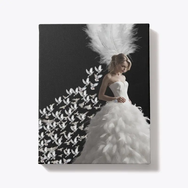 beautiful princes dress bird feather